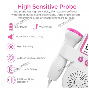 Baby Heart Beat Detector Monitor Daily Self-Check Pregnant Women Home Medical Fetal Rate Detector Degupan Bayi