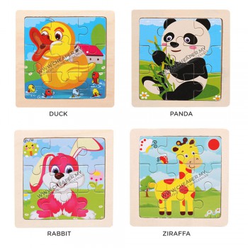 11cm Wooden Jigsaw Puzzle Animal Haiwan Vehicle Ocean Farm Series Early Education for Kids Books Toys