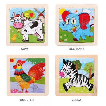 11cm Wooden Jigsaw Puzzle Animal Haiwan Vehicle Ocean Farm Series Early Education for Kids Books Toys