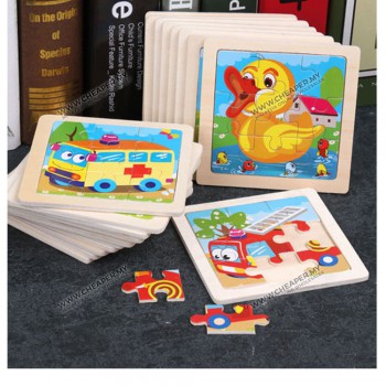 11cm Wooden Jigsaw Puzzle Animal Haiwan Vehicle Ocean Farm Series Early Education for Kids Books Toys