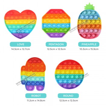 Rainbow Pelangi Pop It Fidget Toys Push Bubble Squishy Stress Reliever Needs Anti-Stress for Adult Children