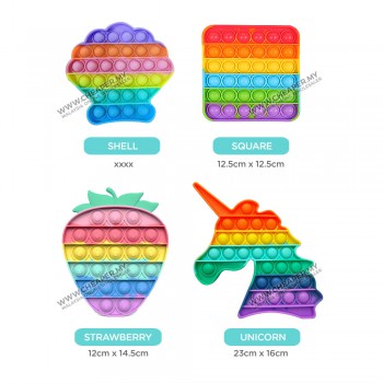 Rainbow Pelangi Pop It Fidget Toys Push Bubble Squishy Stress Reliever Needs Anti-Stress for Adult Children