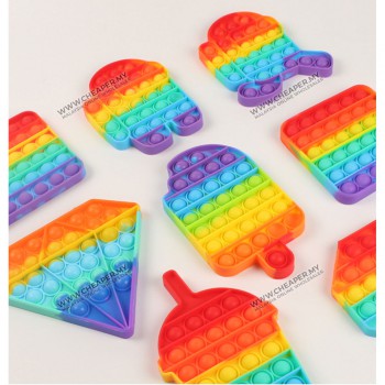 Rainbow Pelangi Pop It Fidget Toys Push Bubble Squishy Stress Reliever Needs Anti-Stress for Adult Children