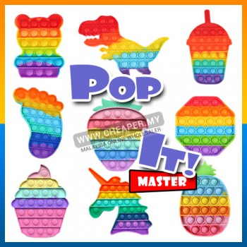 Rainbow Pelangi Pop It Fidget Toys Push Bubble Squishy Stress Reliever Needs Anti-Stress for Adult Children