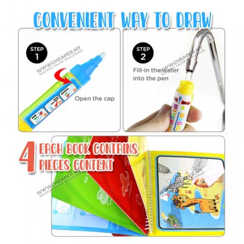 Magic Water Air Drawing Colouring Mewarna Book Doddle Single Use Drawing Sheet With Water Marker【FREE PEN】