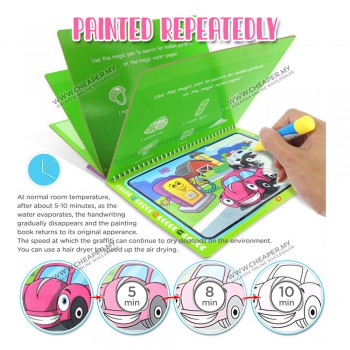 Magic Water Air Drawing Colouring Mewarna Book Doddle Single Use Drawing Sheet With Water Marker【FREE PEN】