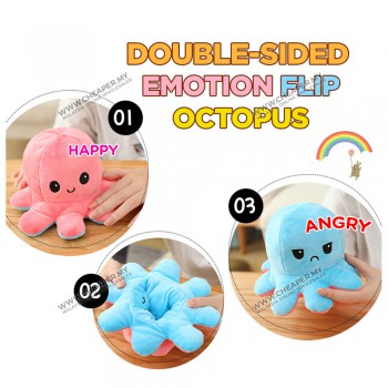TIKTOK 20cm Double Face Reversible Octopus Doll Plush Toy Flip Mood Patung Sotong Bipolar Octupus Soft Toy