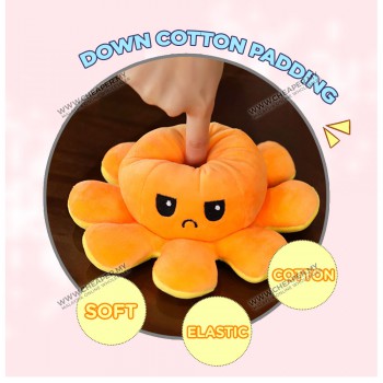 TIKTOK 20cm Double Face Reversible Octopus Doll Plush Toy Flip Mood Patung Sotong Bipolar Octupus Soft Toy