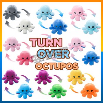 TIKTOK 20cm Double Face Reversible Octopus Doll Plush Toy Flip Mood Patung Sotong Bipolar Octupus Soft Toy