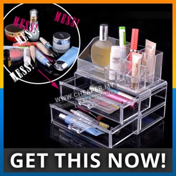 Clear Acrylic Cosmetic Makeup Accessories Storage Box Organize Jewelry Lipstick Case Holder