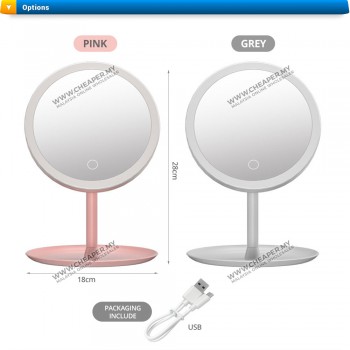 USB 3 Mode LED Light Makeup Beauty Makeup Mirror Cermin Adjustable Rotation Countertop Cosmetic Mirror