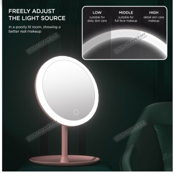 USB 3 Mode LED Light Makeup Beauty Makeup Mirror Cermin Adjustable Rotation Countertop Cosmetic Mirror