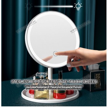 USB 3 Mode LED Light Makeup Beauty Makeup Mirror Cermin Adjustable Rotation Countertop Cosmetic Mirror