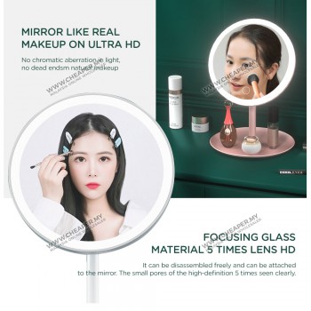 USB 3 Mode LED Light Makeup Beauty Makeup Mirror Cermin Adjustable Rotation Countertop Cosmetic Mirror