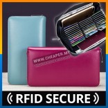Women Unisex Leather Multi Compartment Card Holder Wallet RFID SECURE Blocking Zipper Pocket Capacity