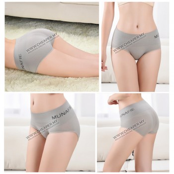 MUNADIE Soft Comfortable Seamless Elastic Underwear Middle Low Waist Panties Women Seluar Dalam Clothing 