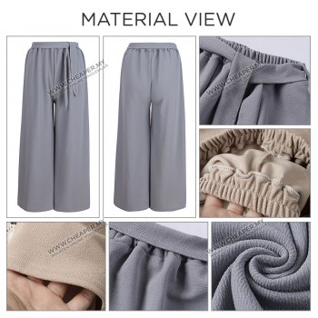 Women Chiffon Wide Leg Pants Long Trousers Cropped Pants Women Seluar Plus Size Loose Pants Casual