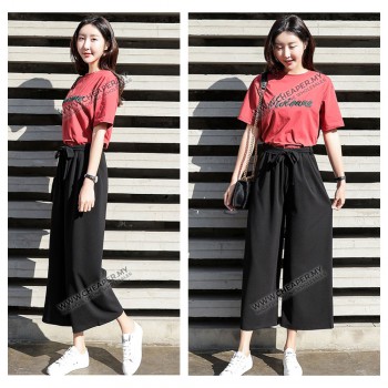 Women Chiffon Wide Leg Pants Long Trousers Cropped Pants Women Seluar Plus Size Loose Pants Casual