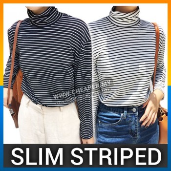 Autumn New Style Slim Striped High Collar Minimalist Fashion Bottoming Shirt