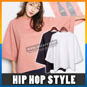 Korean Version Hip Hop Solid Color Seven-Point Sleeve T-shirt Loose Free Style