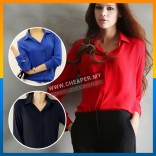 Spring Color Elegant Casual Loose Chiffon Blouse Female Long Sleeve All Occasion