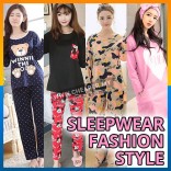 Spring Autumn Women Ladies Sleepwear Pyjamas Nightwear Long Sleeve Pants Set