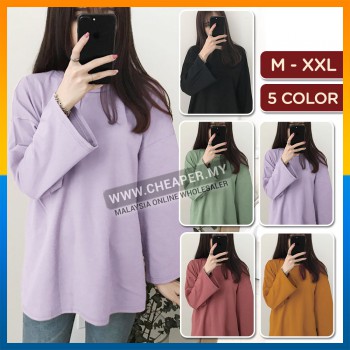 Korean Spring Autumn Long-Sleeve Women Top Blouse Clothes Baju Panjang Lengan Top Loose Fashion Clothing