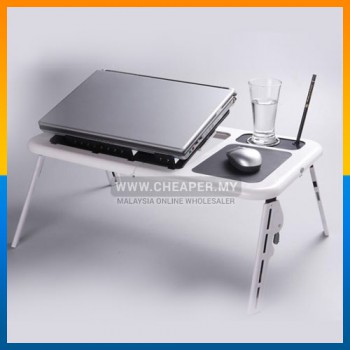 Portable Foldable Laptop E-Table Notebook Desk & Cooler Cooling Fan