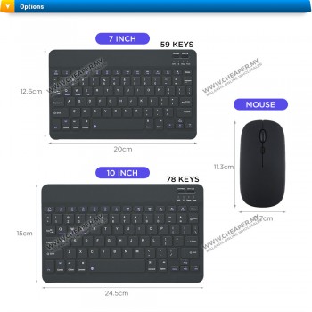 Mini Wireless Bluetooth Quiet Slim Keyboard and mouse for IOS&Android Windows 7 & 10 Inch Tablet