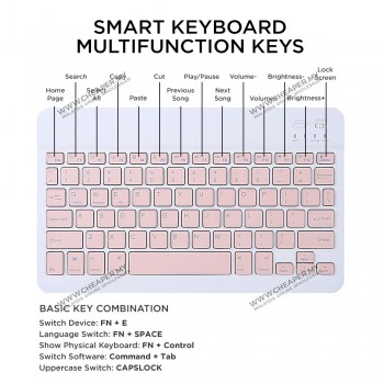 Mini Wireless Bluetooth Quiet Slim Keyboard and mouse for IOS&Android Windows 7 & 10 Inch Tablet