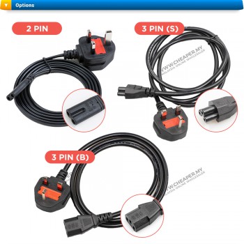 2/3 PIN UK 13A All Desktop PC LCD Monitor Laptop Printer Power Supply Wayar Bekalan Kabel Cord Cable Wire