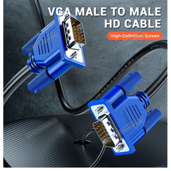 1.5M VGA/RGB Cable HD 15pin Male to Male 3C+4 for HDTV Projector Monitor VGA Cord Projektor Wayar Plug Play