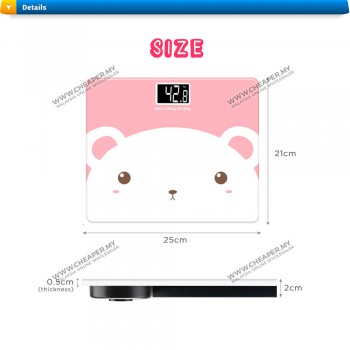 Cute Cartoon Electronic Health Digital Cartoon Intelligent Tempered Glass Scale Accurate Penimbang Badan