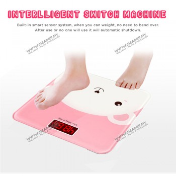 Cute Cartoon Electronic Health Digital Cartoon Intelligent Tempered Glass Scale Accurate Penimbang Badan