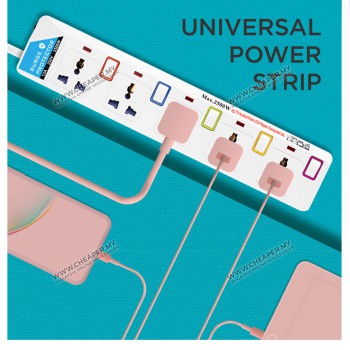 3/4/5/6 Way International Extension Trailing Socket 3 METER Cable Sambungan Soket Connecting The Future 