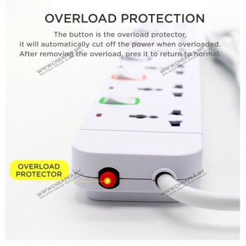 3/4/5/6 Way International Extension Trailing Socket 3 METER Cable Sambungan Soket Connecting The Future 