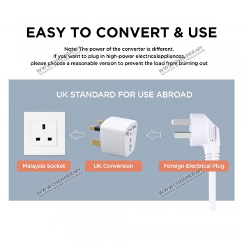 3-Pin Conversion Plug Universal Adapter British Socket Adapter Malaysia Travel Converter Adaptor Socket