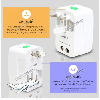 International Universal Travel Adapter Port Socket Converter Antarabangsa Plug [ALL IN ONE]