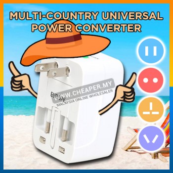 International Universal Travel Adapter 2 USB Port Socket Converter Antarabangsa Plug [ALL IN ONE]