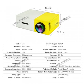 MiniBeam Ultra Portable Mini LED Pico Projector for Home use HDMI Port USB Port yg300 yg-300 lcd projektor