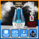 2.5L Dual Head Ultrasonic Air Humidifier Purifier Silent with LED Light