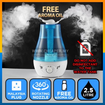 2.5L Dual Head Ultrasonic Air Humidifier Purifier Silent with LED Light