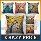 [CLEARANCE] 3D Painting Trees Flowers Linen Printed Pillow Case Cushion Cover