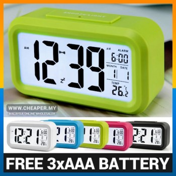 FREE BATTERY LED Digital Alarm Smart Clock Touch Sensor Temperature