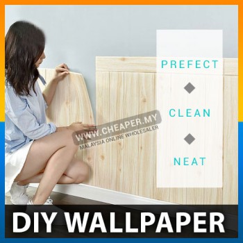 DIY 3D Wood Wall Stickers PE Foram Home Decor Wallpaper Waterproof 