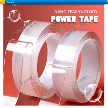 Power Tape Traceless Washable Adhesive Double Sided Reusable Clear Sticky Power Tape 2cm 3cm 5cm