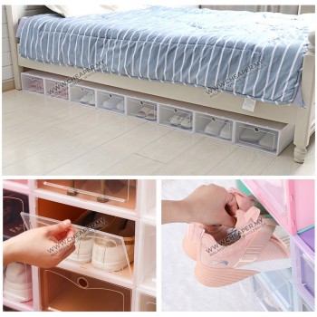 Eco-Friendly Unisex Stackable Transparent Colorful Shoe Storage PP Box Case Penyimpan Kotak Kasut Racks Box