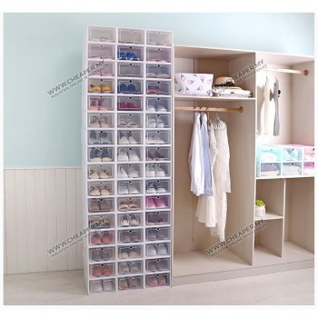 Eco-Friendly Unisex Stackable Transparent Colorful Shoe Storage PP Box Case Penyimpan Kotak Kasut Racks Box