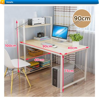 Modern Home Office Table Desk with built-In 3-Tier Shelves