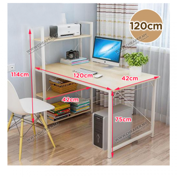 Modern Home Office Table Desk with built-In 3-Tier Shelves